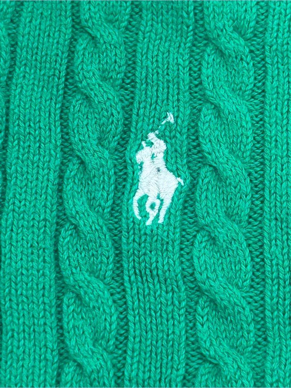 RALPH LAUREN Green Cable Knit Pony Button Up Cardigan Size 6